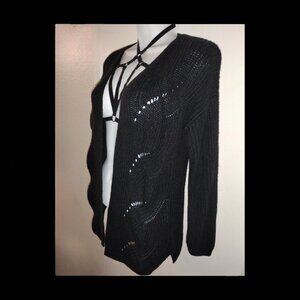Pink Republic Black Pointelle Cardigan Size XS